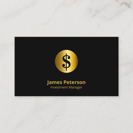 Gouden muntsymbool | Zwart Visitekaartje (Voorkant)