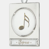 Gouden muziek Note Soprano Zanger Naam Ornament Verzilverd Banner Ornament (Links)