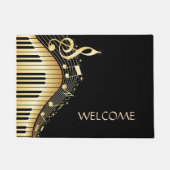 Gouden muziek notitie over zwarte achtergrond deurmat (Voorkant)