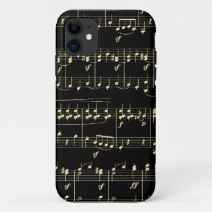 Gouden muziek op zwart Case-Mate iPhone case
