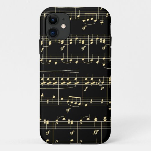 Gouden muziek op zwart Case-Mate iPhone case (Achterkant)