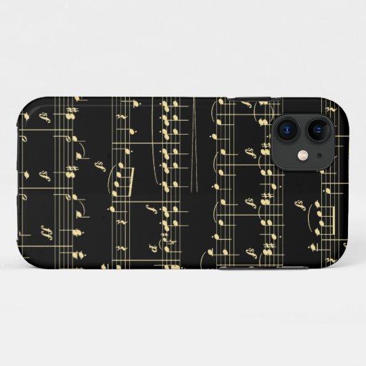 Gouden muziek op zwart Case-Mate iPhone case (Achterkant (horizontaal))