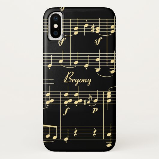 Gouden muziek op zwart Case-Mate iPhone case (Achterkant)