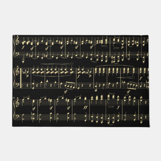 Gouden muziek op zwart deurmat (Voorkant)