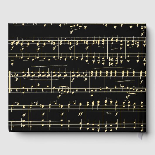 Gouden muziek op zwart gastenboek (Achterkant)