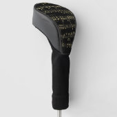 Gouden muziek op zwart golfheadcover (Schuin)