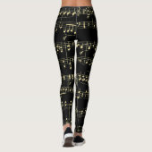 Gouden muziek op zwart leggings (Achterkant)