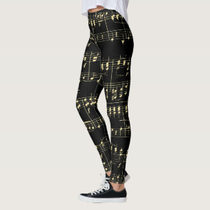 Gouden muziek op zwart leggings