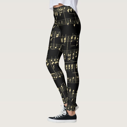 Gouden muziek op zwart leggings (Links)