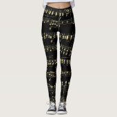 Gouden muziek op zwart leggings (Voorkant)