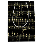 Gouden muziek op zwart medium cadeauzakje (Voorkant)
