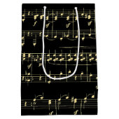 Gouden muziek op zwart medium cadeauzakje (Achterkant)