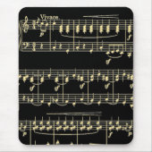 Gouden muziek op zwart muismat (Voorkant)