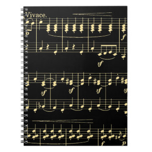 Gouden muziek op zwart notitieboek
