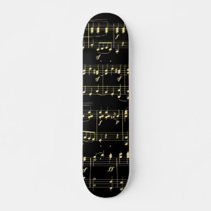 Gouden muziek op zwart persoonlijk skateboard