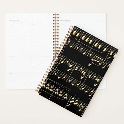 Gouden muziek op zwart planner (Display)