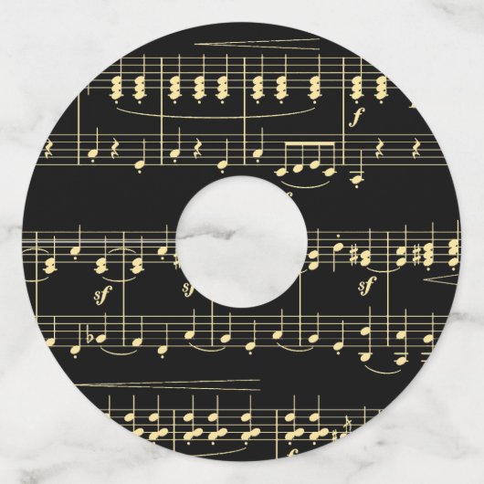 Gouden muziek op zwart wijnglaslabel (Voorkant)