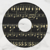 Gouden muziek op zwart wijnglaslabel (Achterkant)