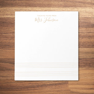 Gouden Muziek Stave Teacher Notities Elegant Scrip Notitieblok