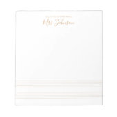 Gouden Muziek Stave Teacher Notities Elegant Scrip Notitieblok (Voorkant)
