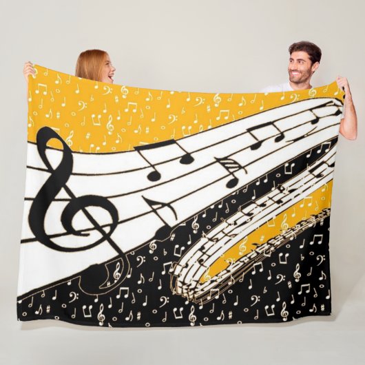 Gouden muziek thema fleece deken (In situ)