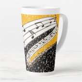 Gouden muziek thema latte mok (Rechterhoek)