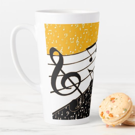 Gouden muziek thema latte mok (In situ)