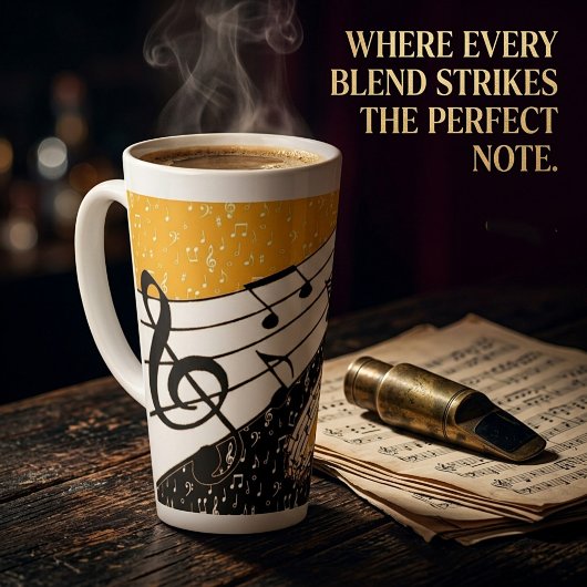 Gouden muziek thema latte mok