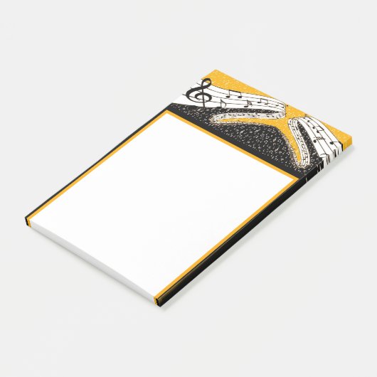 Gouden muziek thema post-it® notes (Schuin)