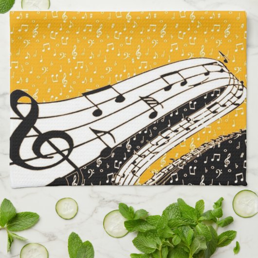 Gouden muziek thema theedoek (Gevouwen)