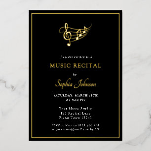 Gouden Muziekconcert Elegant Folie Uitnodiging