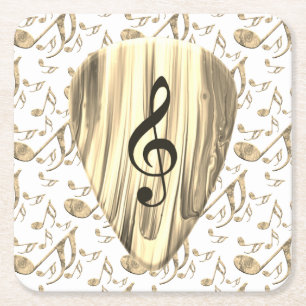 Gouden Muziekgitaarpick – Vioolsleutel Kunst Kartonnen Onderzetters
