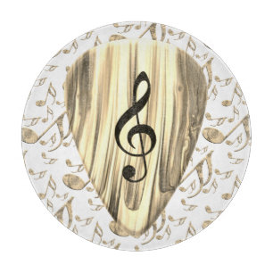Gouden Muziekgitaarpick – Vioolsleutel Kunst Snijplank