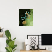 gouden muzieknoot, girale monogram poster (Thuiskantoor)