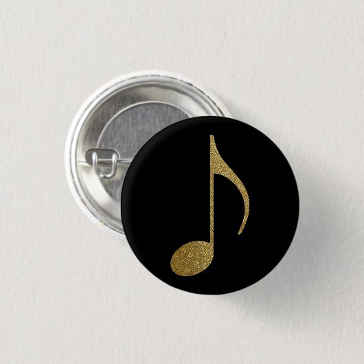 gouden muzieknoot ronde button 3,2 cm (Voorkant /achterkant)