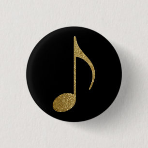 gouden muzieknoot ronde button 3,2 cm