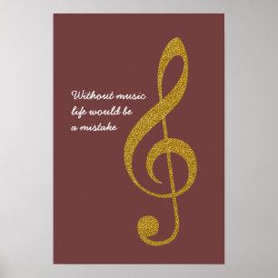 gouden muzieknoot verdrievoudigen poster
