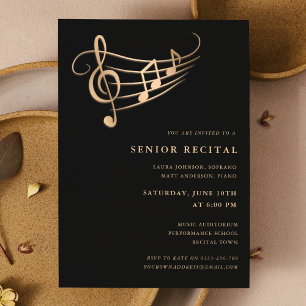 Gouden Muzieknote Senior Recital Elegant Kaart