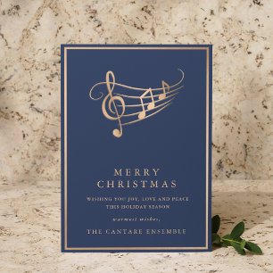 Gouden muzieknoten Elegante kerstkaart met muziek