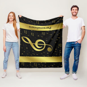 gouden muzieknoten  fleece deken