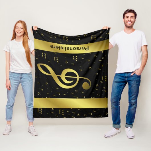 gouden muzieknoten fleece deken (In situ)