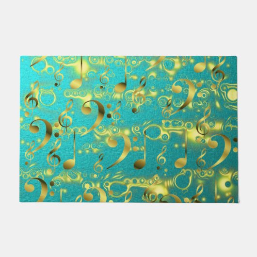 gouden muzieknoten in mint deurmat (Voorkant)