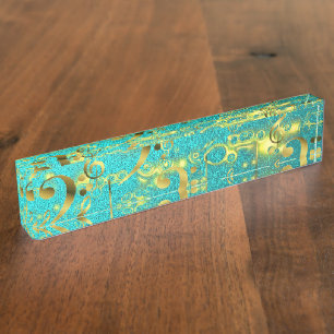 gouden muzieknoten in mint naambordje