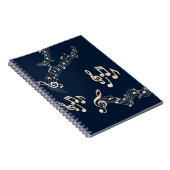 Gouden Muzieknoten op Navy Blue Medium Notitieboek (Rechterzijde)