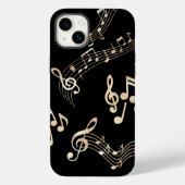 Gouden Muzieknoten op zwart Case-Mate iPhone Case (Achterkant)
