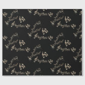 Gouden Muzieknoten op Zwart Medium Cadeaupapier (Vlak)