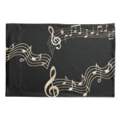 Gouden Muzieknoten op Zwart Medium Kussensloop (Achterkant)