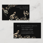 Gouden Muzieknoten op zwart Visitekaartje (Voorkant / Achterkant)