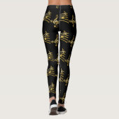 Gouden Muzieknoten op zwarte Leggings (Achterkant)