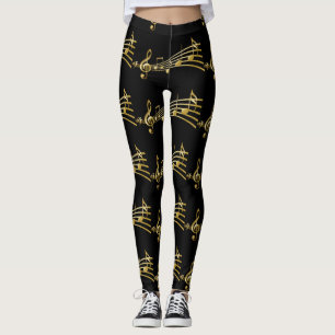 Gouden Muzieknoten op zwarte Leggings